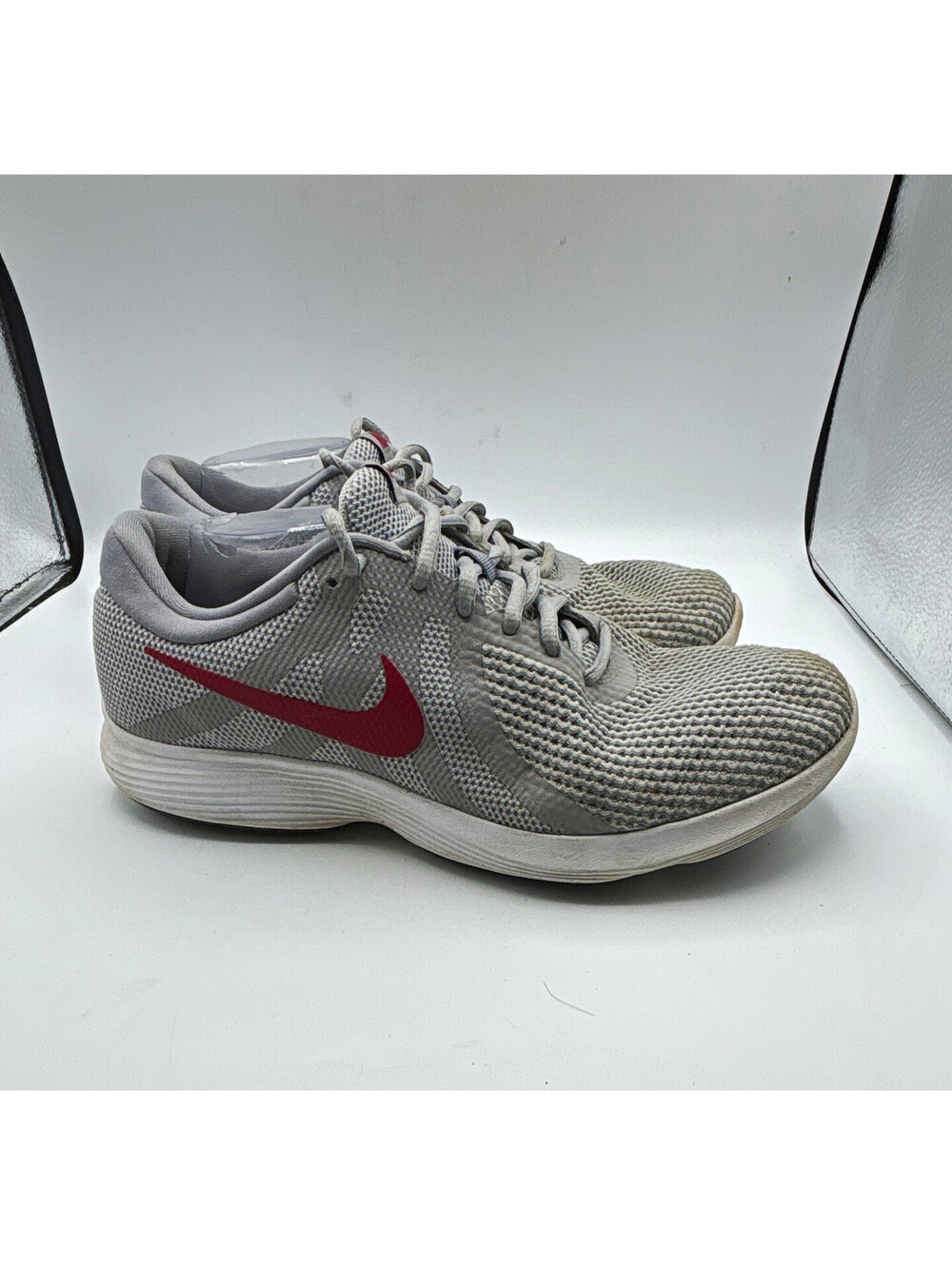 Nike Revolution 4 Women's Gray/Red Lace-Up Mesh Low Top Running Sneaker 10.5 W